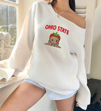 Embroidered Angel Off The Shoulder Crewneck