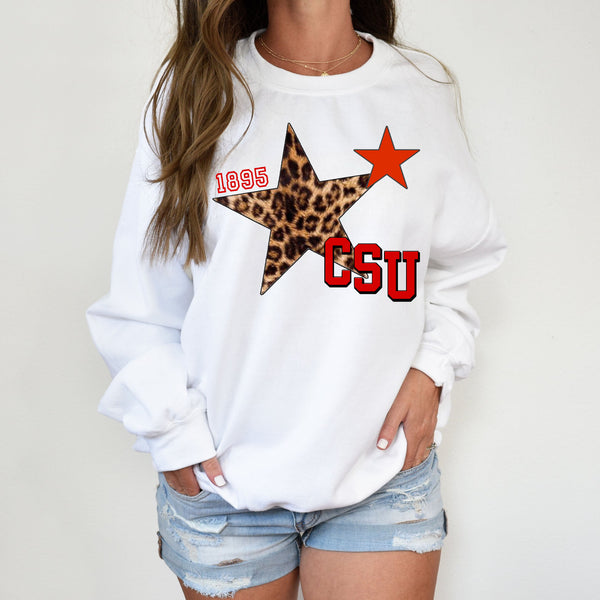 Varsity Leopard Star Crewneck Sweater