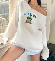 Embroidered Angel Off The Shoulder Crewneck