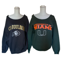 Off the Shoulder Collegiate Crewneck