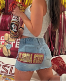 The Patched Denim Mini Skirt