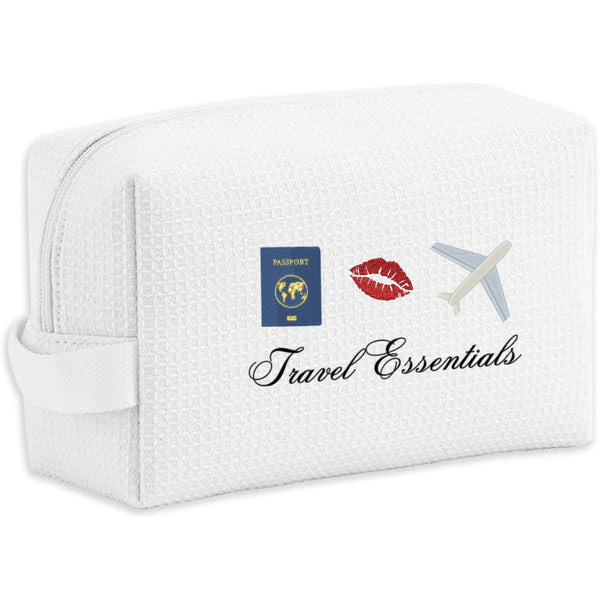 Travel Essentials Embroidered Waffle Pouch