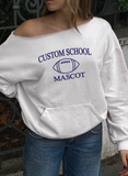 College Football Off The Shoulder Sweater with Pockets