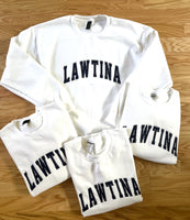 Embroidered Lawtina Crewneck Sweater