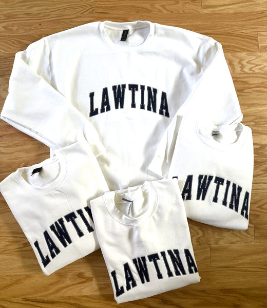 Embroidered Lawtina Crewneck Sweater