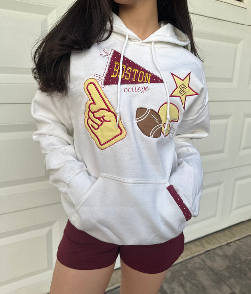 Custom College Pennant Embroidered Hoodie