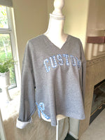 Custom College Embroidered V-Notch Sweater