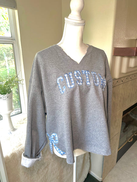 Custom College Embroidered V-Notch Sweater