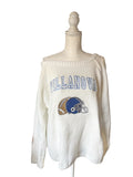 Embroidered Custom Football Off the Shoulder Knit Sweater.