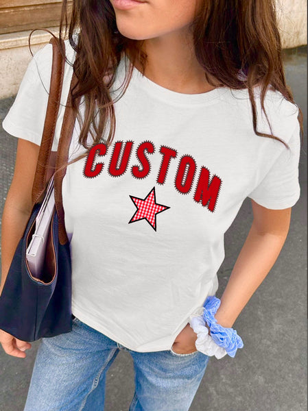 Custom Embroidered Star Patchwork Tee