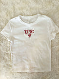 Custom College Heart Embroidered Baby tee