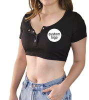 Custom College Snap Button Crop Top