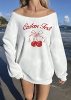 College Cherry Off The Shoulder Sweater