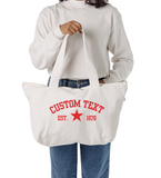 Embroidered Zipper Tote Bag