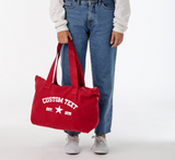 Embroidered Zipper Tote Bag