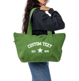 Embroidered Zipper Tote Bag