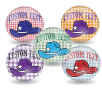 Custom Game Day Pin Back Button Western Cowboy