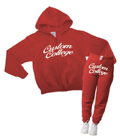 Custom College Cursive Named Zipper Hoodie Sweat Set