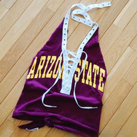 Custom College Upcycled Lace Up Halter