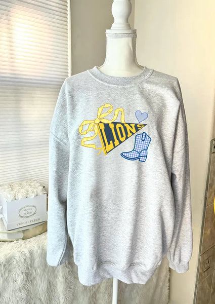 Custom College Pennant Embroidered Crewneck