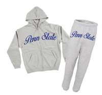 Custom College Cursive Named Zipper Hoodie Sweat Set