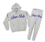 Custom College Cursive Named Zipper Hoodie Sweat Set