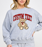 Custom College Sweet Teddy Crewneck Sweater